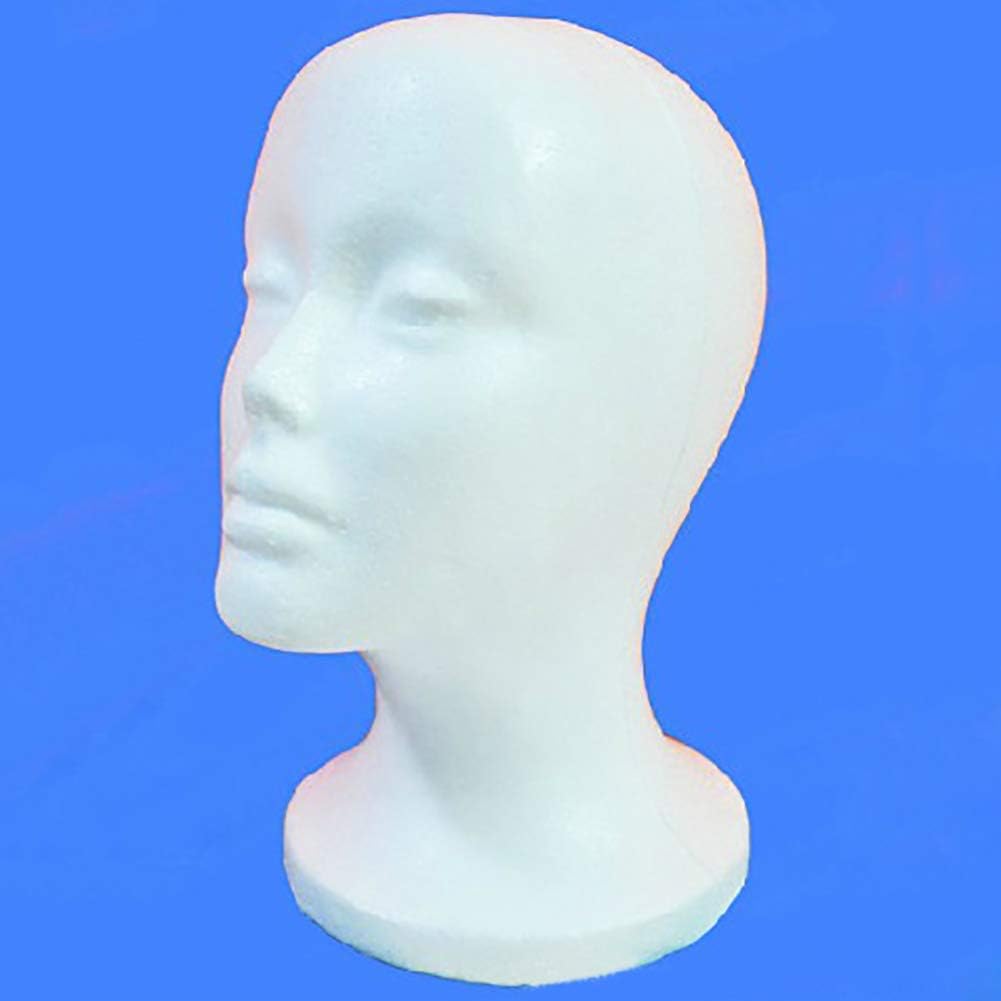 POLYSTYRENE WHITE FEMALE DISPLAY HEAD MANNEQUIN FOR WIG