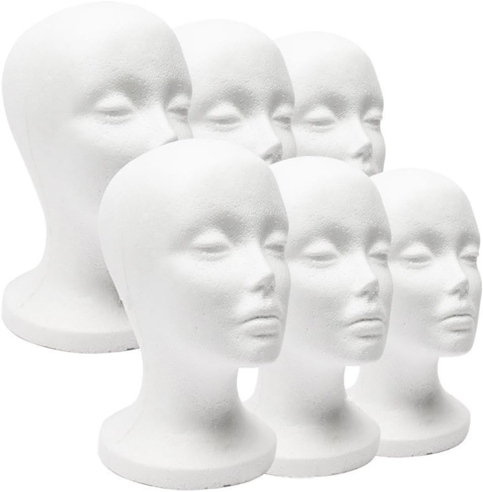 POLYSTYRENE WHITE FEMALE DISPLAY HEAD MANNEQUIN FOR WIG